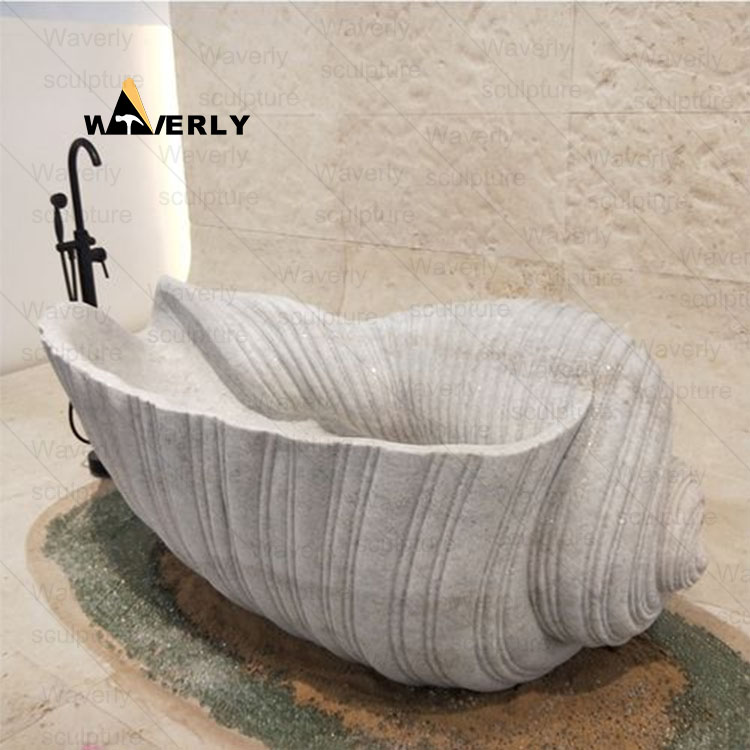 Shell shape marble bathtub