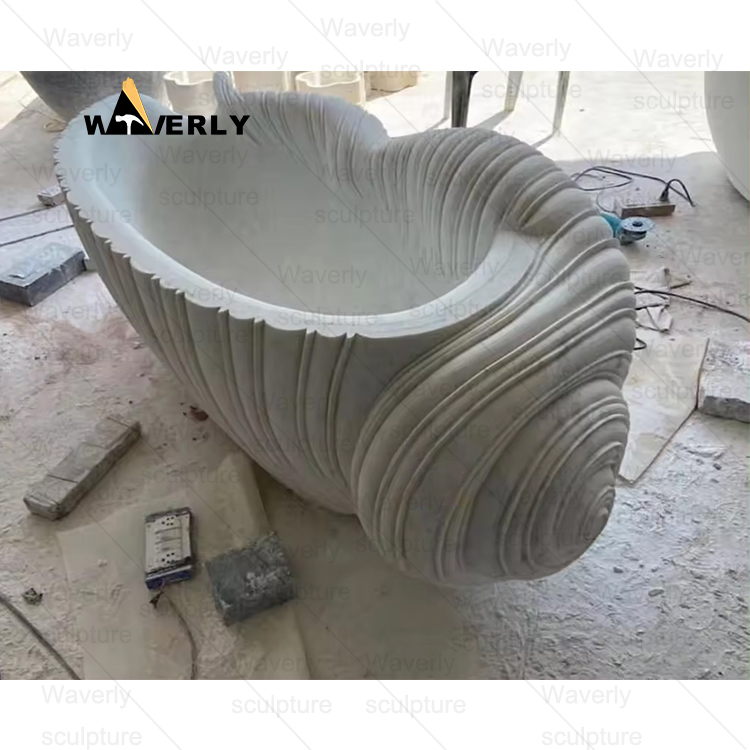 Shell shape marble bathtub