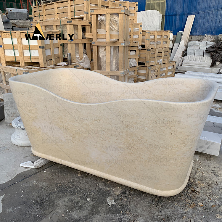 Beige color marble bathtub