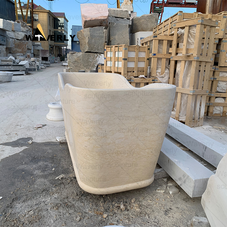 Beige color marble bathtub