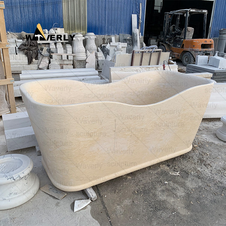 Beige color marble bathtub