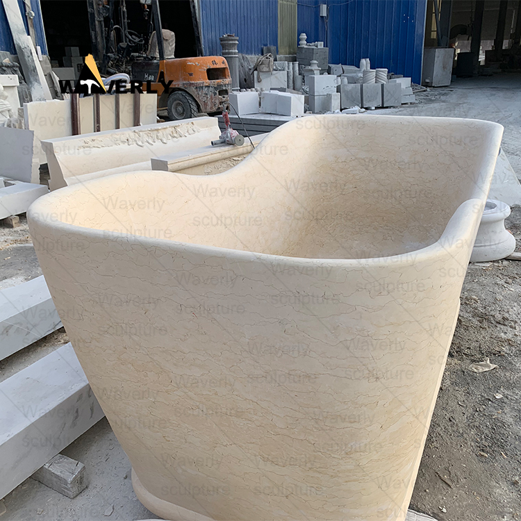 Beige color marble bathtub