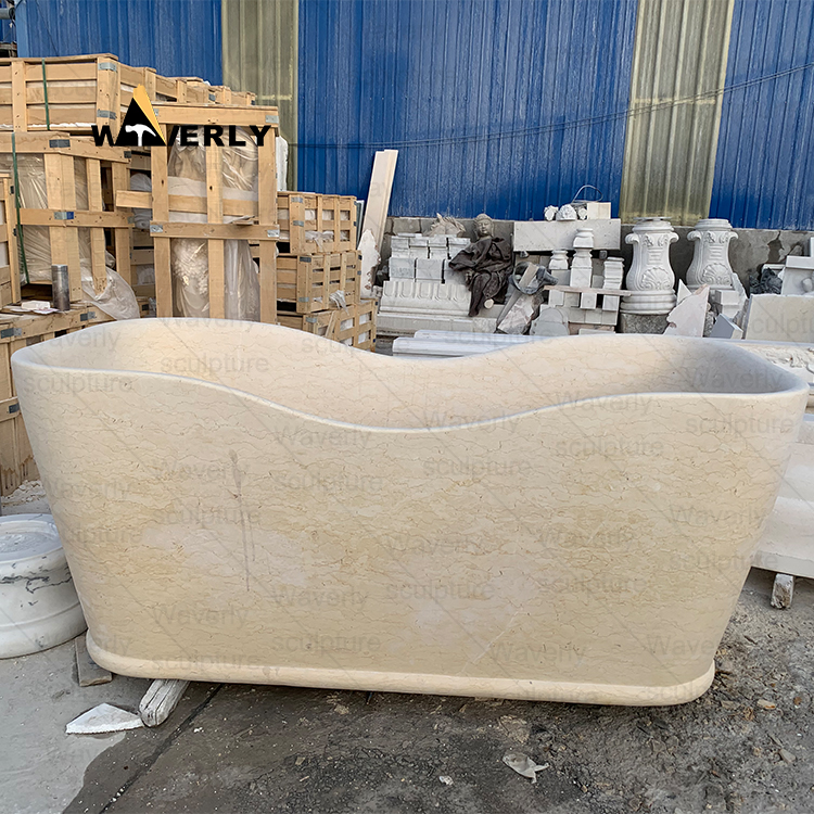 Beige color marble bathtub