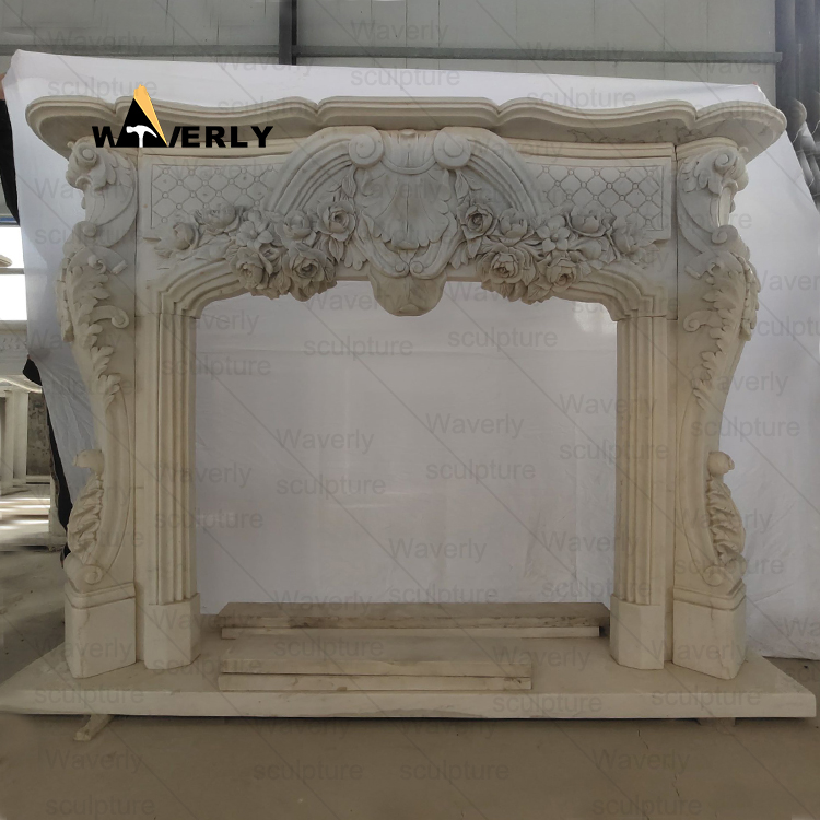 European style Marble Fireplace Mantel--MFK35002