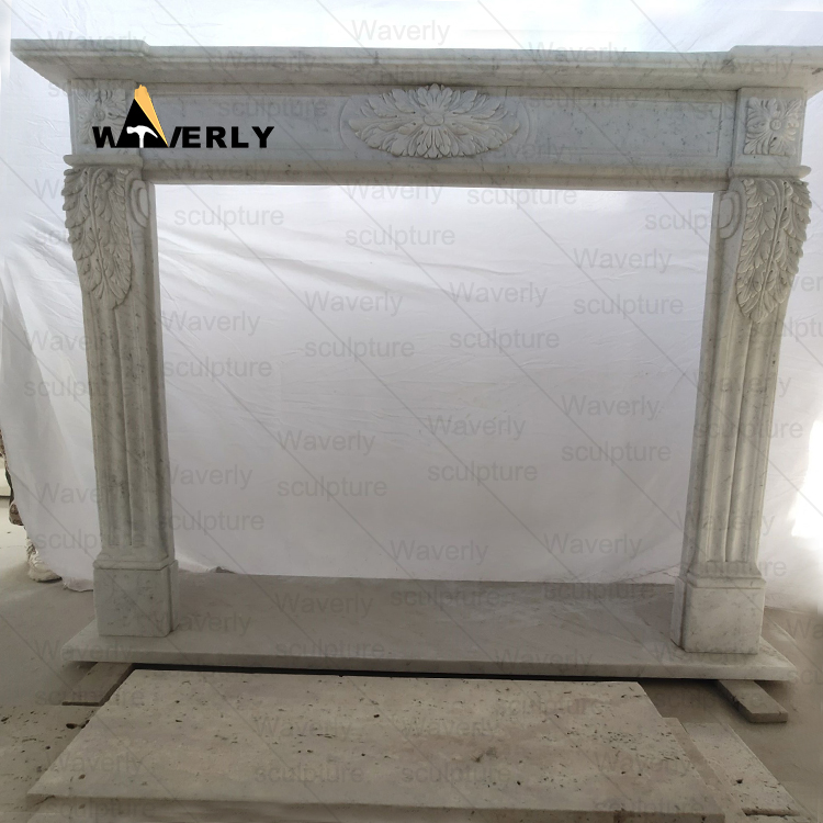 stone carving  Marble Fireplace Mantel--MFK35005