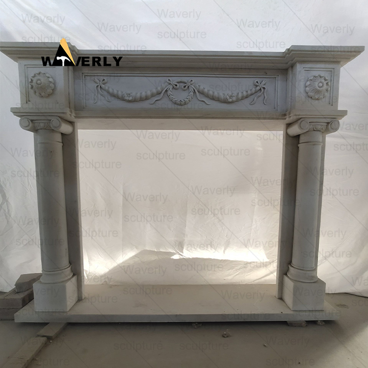 stone carving  Marble Fireplace Mantel--MFK35005