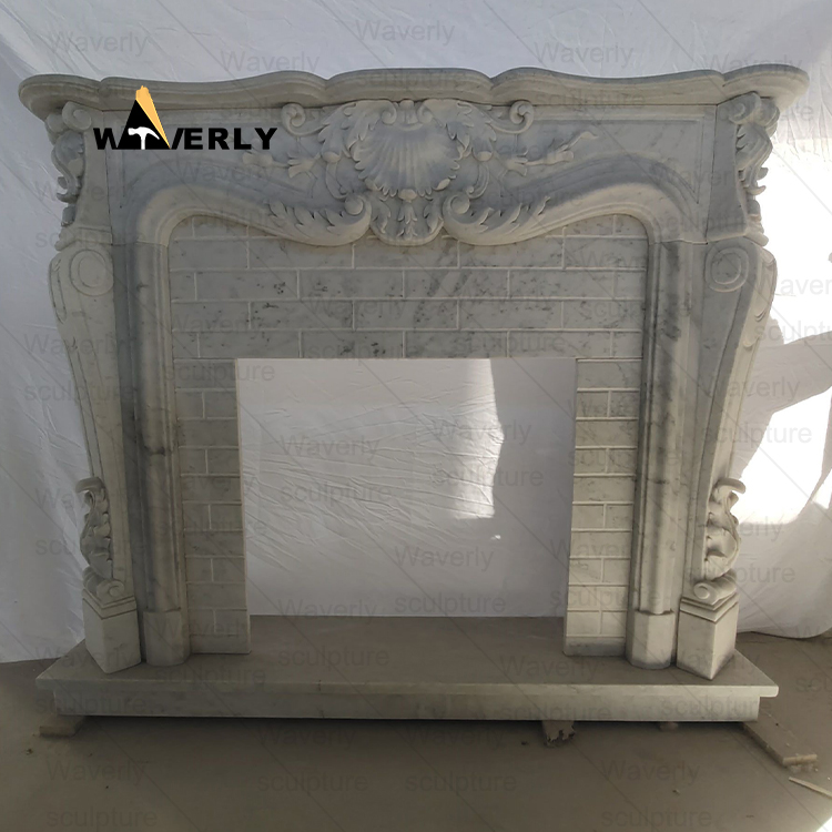 stone carving  Marble Fireplace Mantel--MFK35005