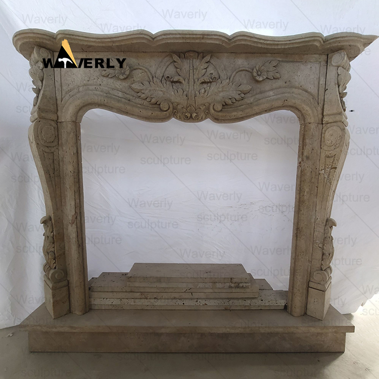 stone carving  Marble Fireplace Mantel--MFK35005