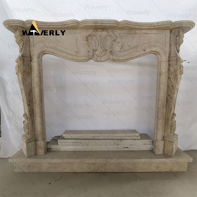 stone carving  Marble Fireplace Mantel--MFK35005