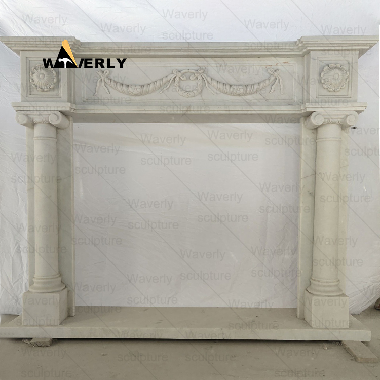 stone carving  Marble Fireplace Mantel--MFK35005