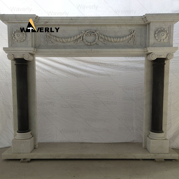 Black and white  Marble Fireplace Mantel-- MFK35006