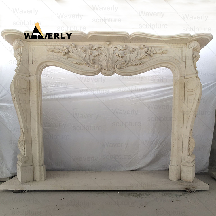 Black and white  Marble Fireplace Mantel-- MFK35006