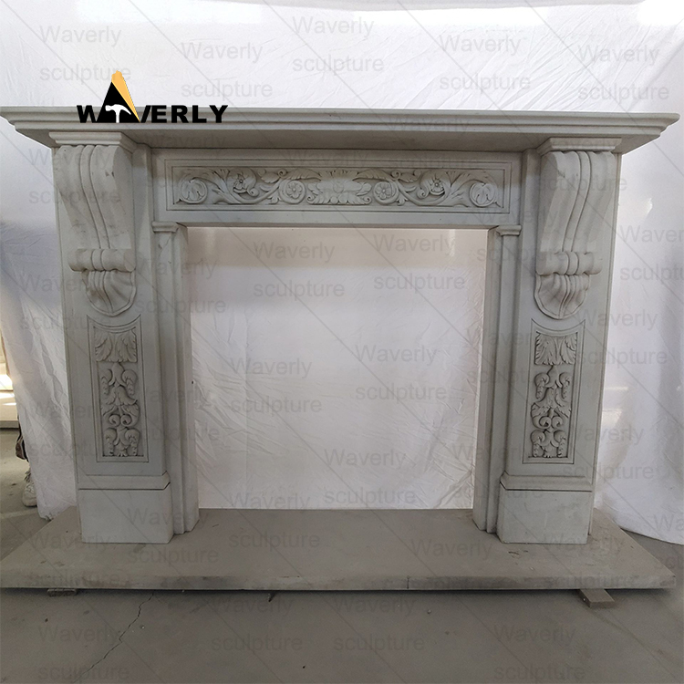 Black and white  Marble Fireplace Mantel-- MFK35006