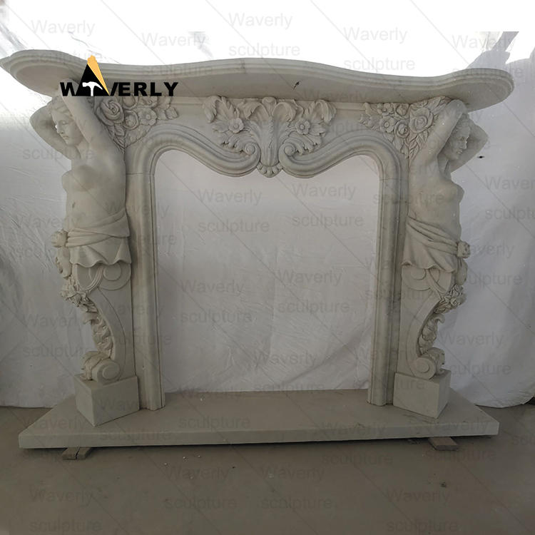 Flower Woman Surround Marble Fireplace Mantel-- MFK35007