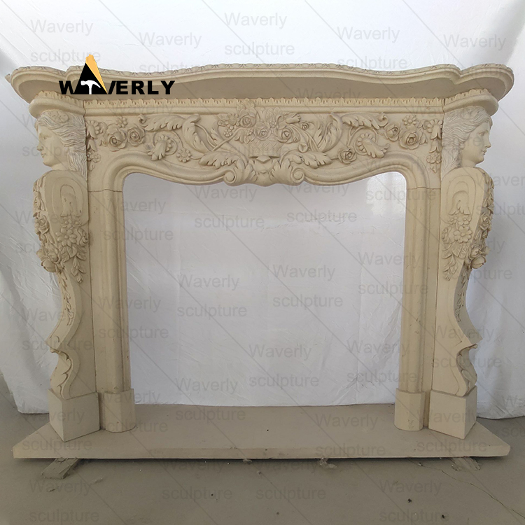 Flower Woman Surround Marble Fireplace Mantel-- MFK35007