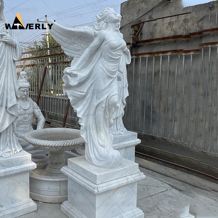 Winged Marble Angel Sculpture Statue-MBK35010