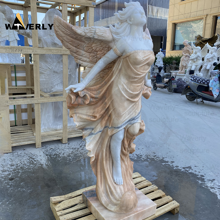 Winged Marble Angel Sculpture Statue-MBK35010