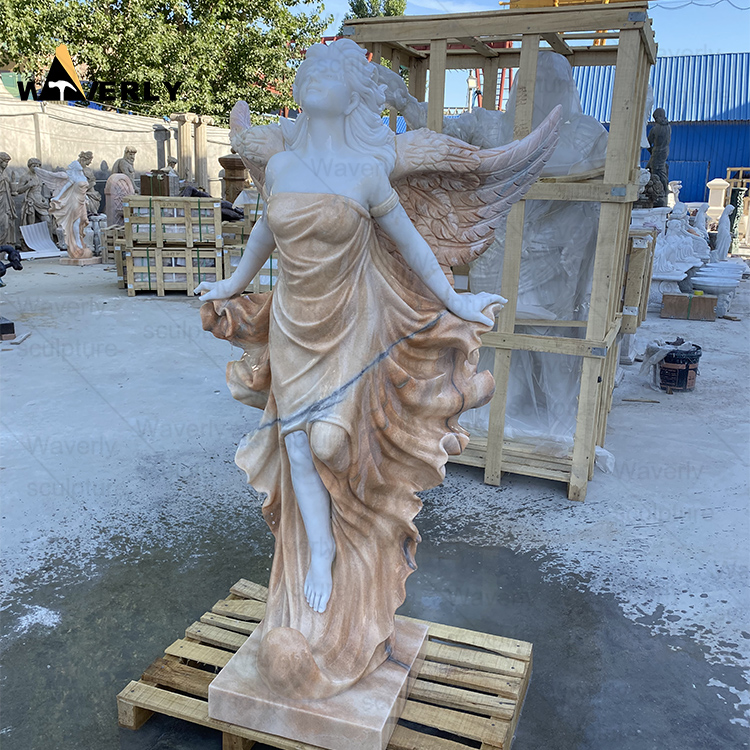 Winged Marble Angel Sculpture Statue-MBK35010