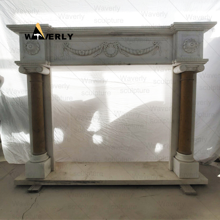 Flower fruit Surround Marble Fireplace Mantel-- MFK35008