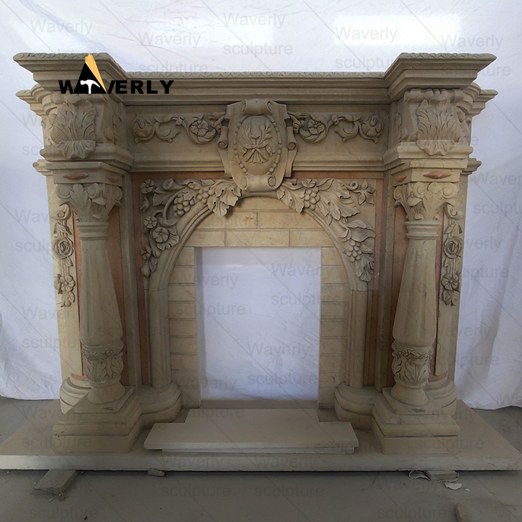 Flower fruit Surround Marble Fireplace Mantel-- MFK35008