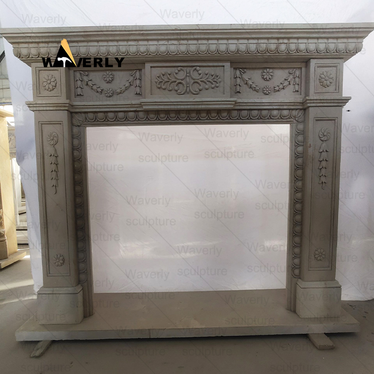 Flower fruit Surround Marble Fireplace Mantel-- MFK35008