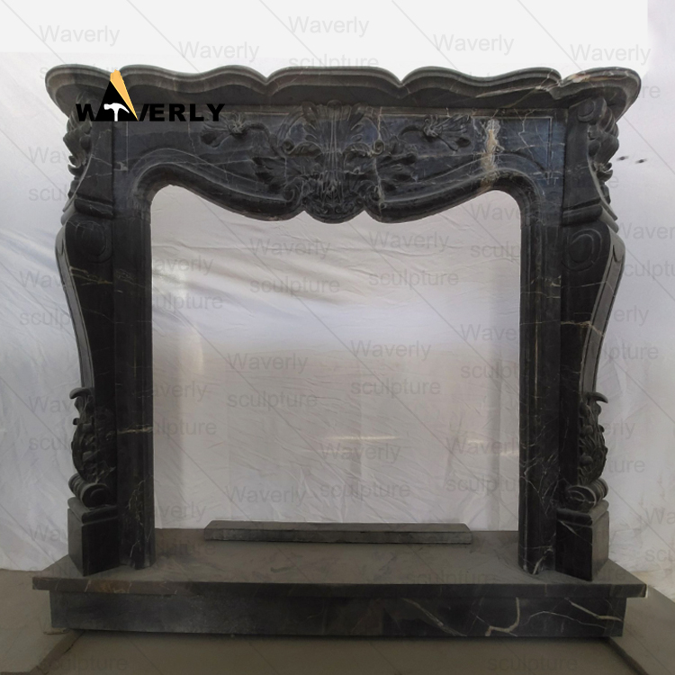 in black and white check Marble Fireplace Mantel-- MFK35010