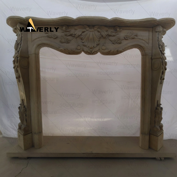 in black and white check Marble Fireplace Mantel-- MFK35010