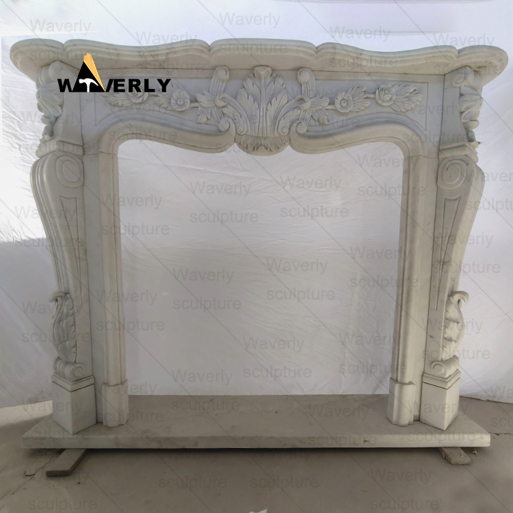 in black and white check Marble Fireplace Mantel-- MFK35010