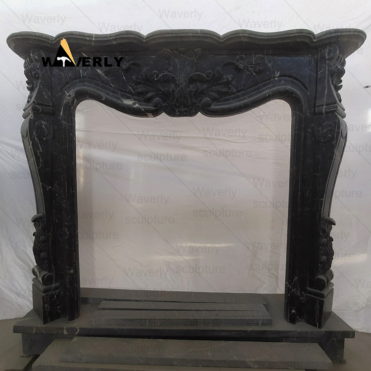 in black and white check Marble Fireplace Mantel-- MFK35010