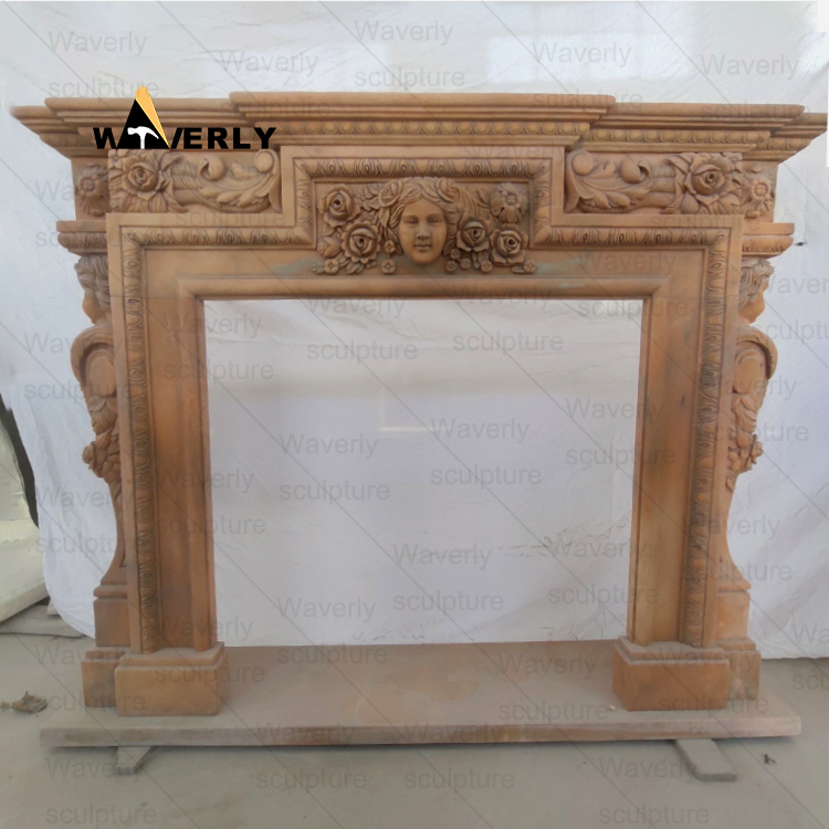 Flowers And Child  Surround Marble Fireplace Mantel-- MFK35012