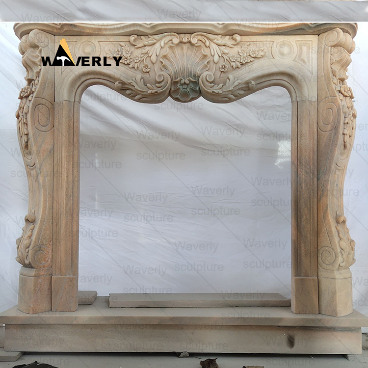 Flowers And Child  Surround Marble Fireplace Mantel-- MFK35012