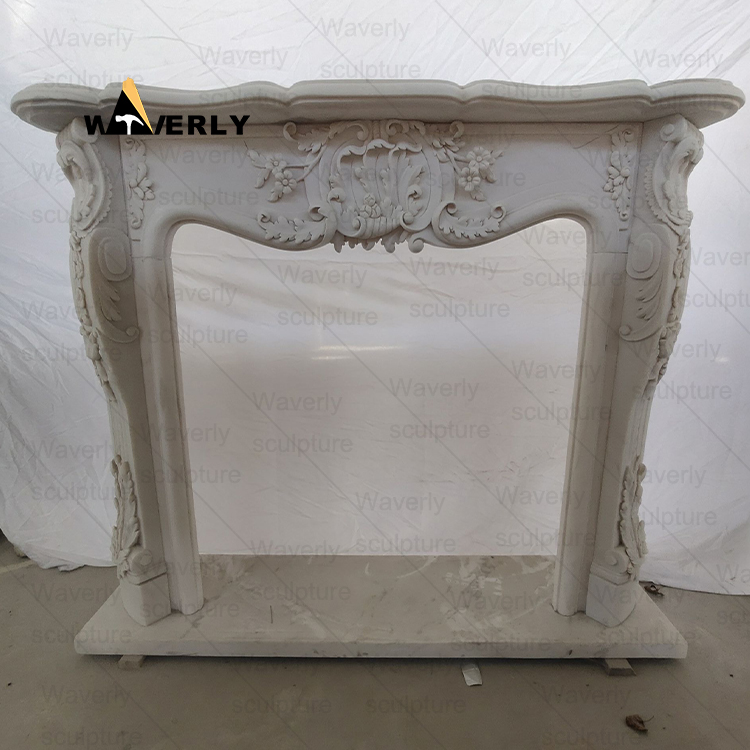 Flowers And Child  Surround Marble Fireplace Mantel-- MFK35012