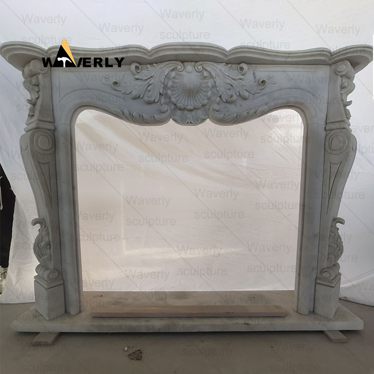 Flowers And Angel Surround Marble Fireplace Mantel-- MFK35013