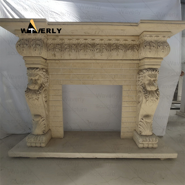 Classic Minimalism white Marble Fireplace Mantel-- MFK35014