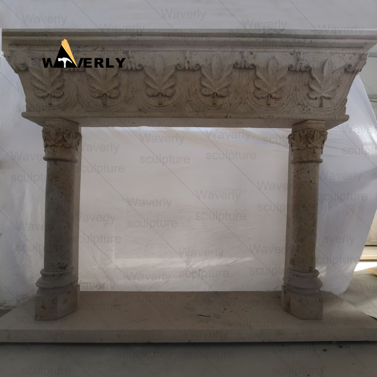 Classic Minimalism white Marble Fireplace Mantel-- MFK35014