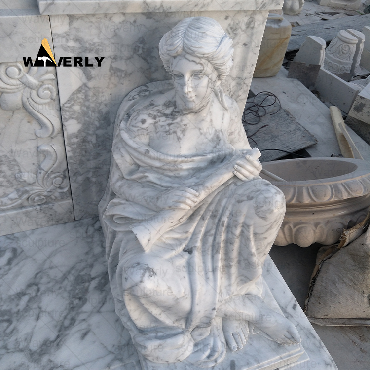 Large Classical Stone Marble Bench Surround-MBK36001