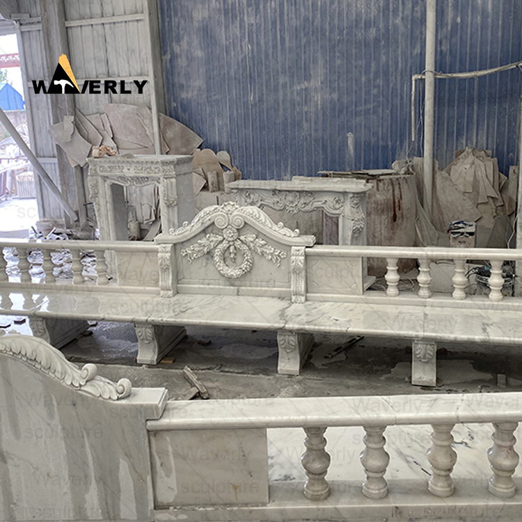 Luxury Hand Carved Garden Marble Stone Bench-MBK36002