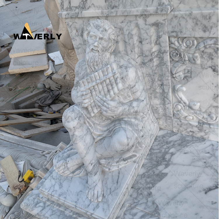 Luxury Hand Carved Garden Marble Stone Bench-MBK36002