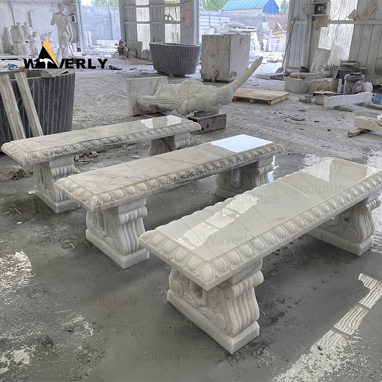 French Style Outdoor Garden Marble Bench-MBK36003