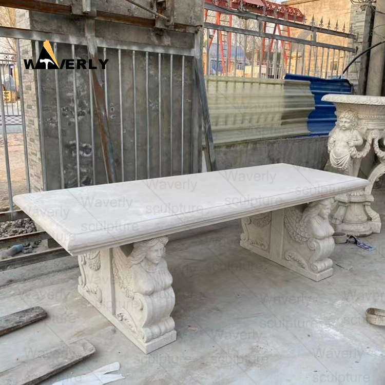 French Style Outdoor Garden Marble Bench-MBK36003