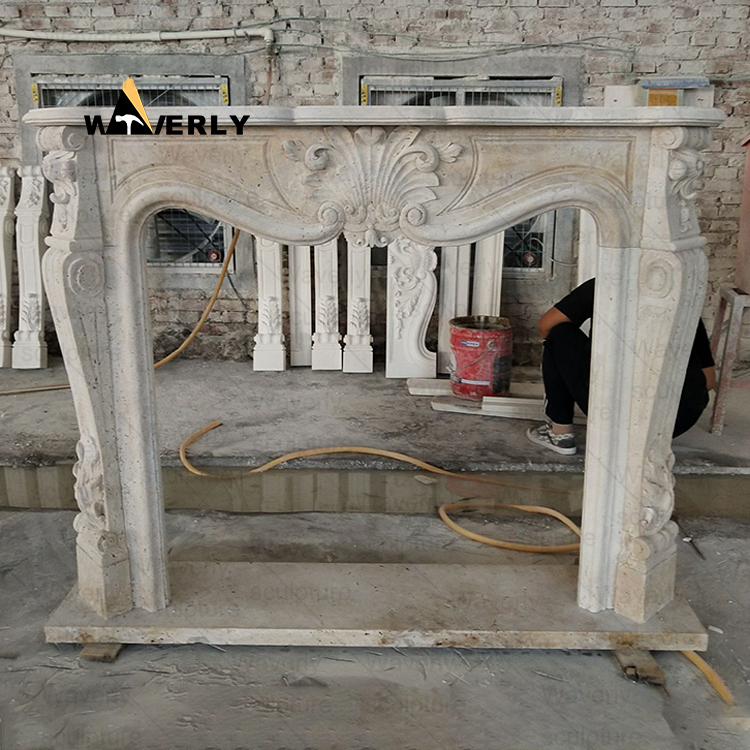 Simplicity and Elegance white Marble Fireplace Mantel-- MFK35015