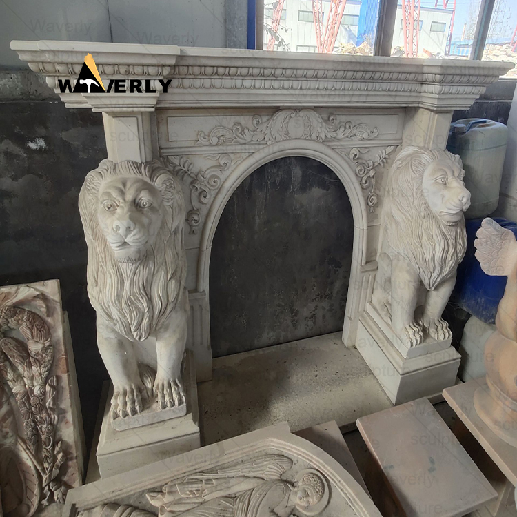 Simplicity and Elegance white Marble Fireplace Mantel-- MFK35015