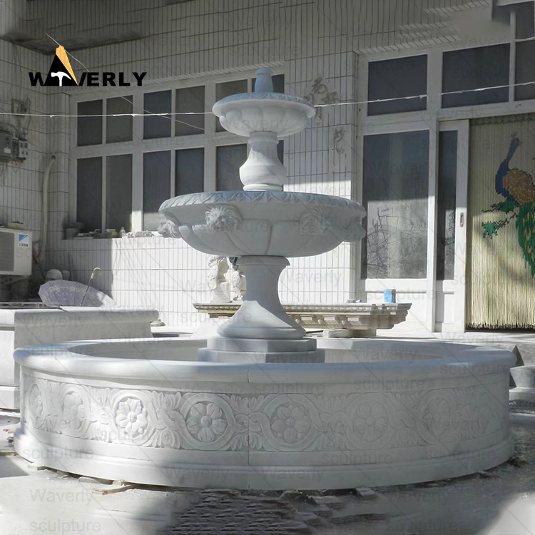 Outdoor Garden Marble 3 Tier Water Fountains-MFK37001