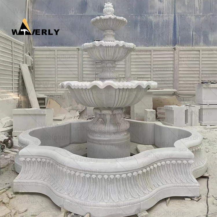 Outdoor Garden Marble 3 Tier Water Fountains-MFK37001