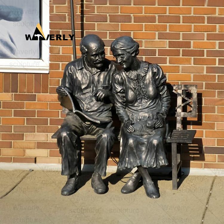 Old people reading books Bronze Statue-BKL-39003