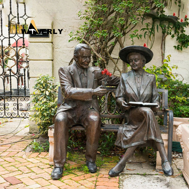 Old people reading books Bronze Statue-BKL-39003