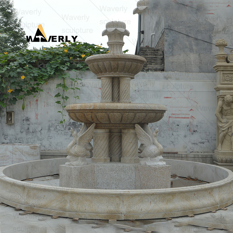 Marble Column outdoor fountain with 4 Horse-MFK311002