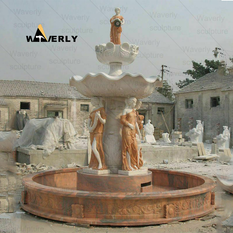 Marble four season lady sculpture water fountain-MFK311003