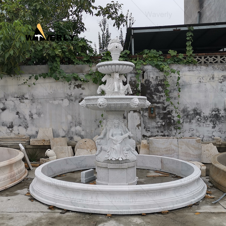 Marble Fountain with Roman Figure Lady and Children Sculpture -MFK311006