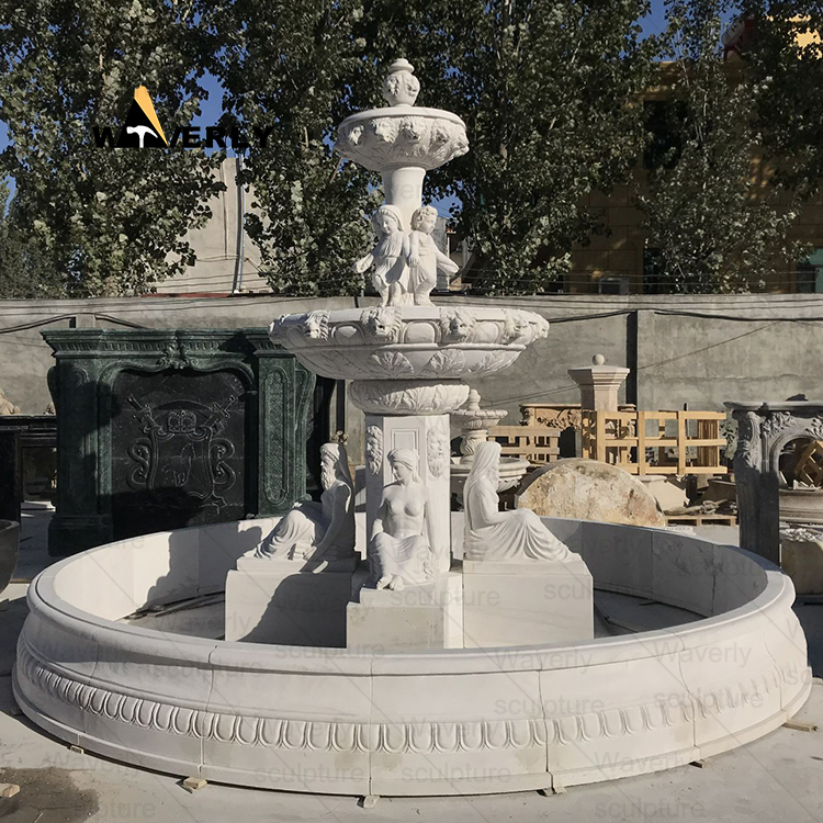 Marble Fountain with Roman Figure Lady and Children Sculpture -MFK311006